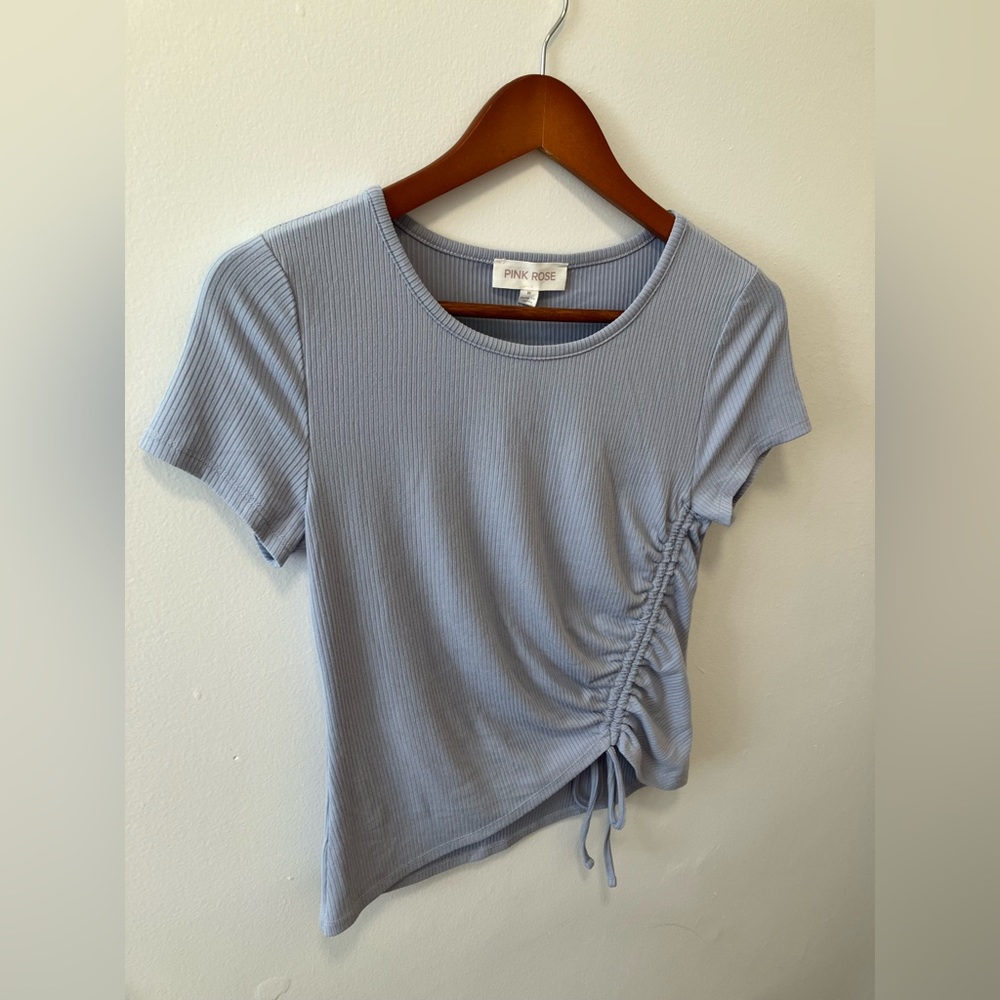 Pink Rose Drawstring Ruched Top - Picture 3 of 7